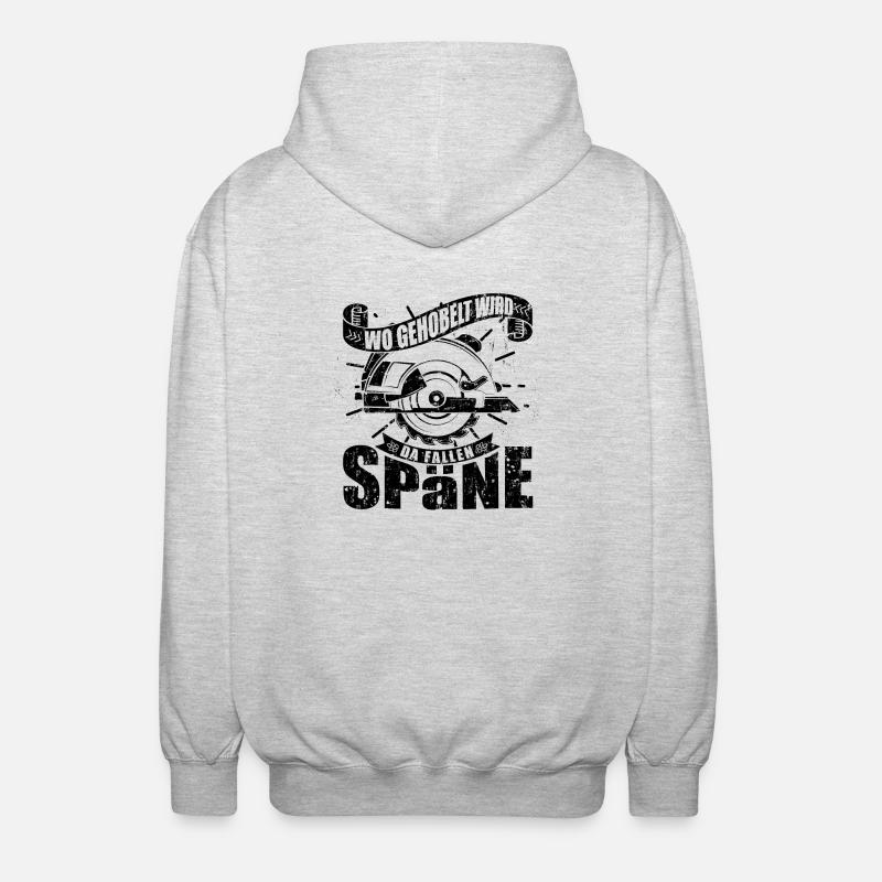 Wo gehobelt wird fallen Späne - Unisex Kapuzenjacke - Hellgrau meliert