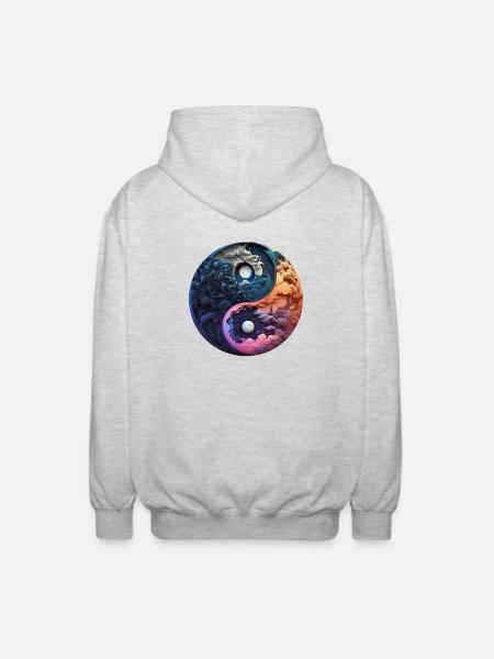 Yin Yang - Unisex Hooded Jacket - light heather grey