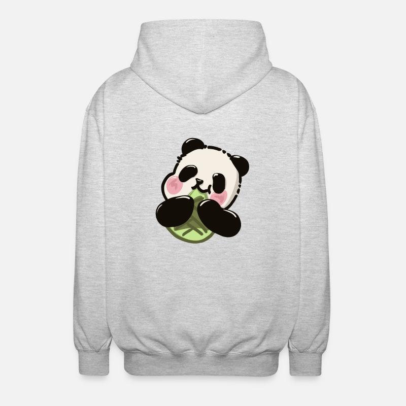 Panda mignon – Snack en bambou - Veste à capuche unisexe - gris clair chiné