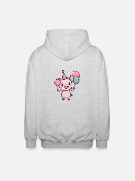 Cochon Anniversaire Bébé Sanglier - Veste à capuche unisexe - gris clair chiné