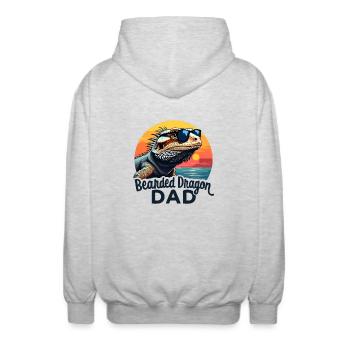 Dragon barbu disant papa drôle dragon barbu cadeau - Veste à capuche unisexe - gris clair chiné - Dos - AI Model Male 185 light (185cm)