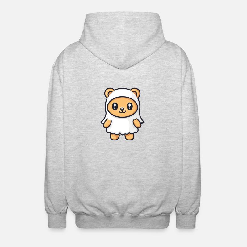 Bär Halloween Comic Geist - Unisex Kapuzenjacke - Hellgrau meliert