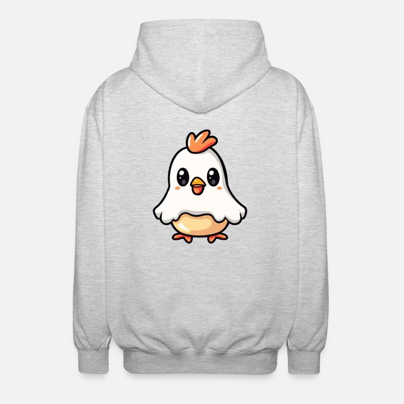 Chicken Halloween Comic Ghost - Unisex Hooded Jacket - light heather grey