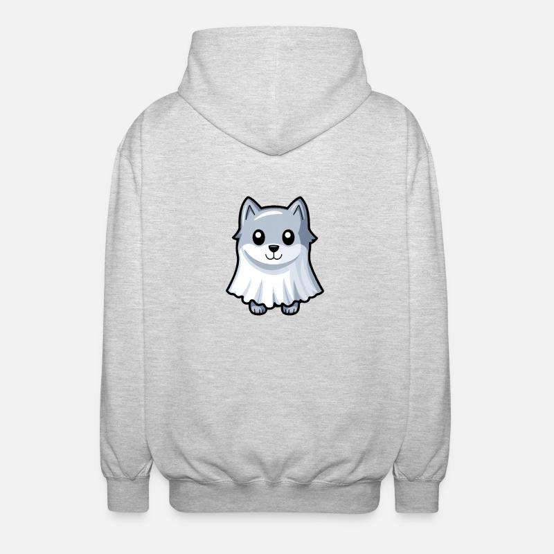 Wolf Halloween Comic Ghost - Unisex Hooded Jacket - light heather grey