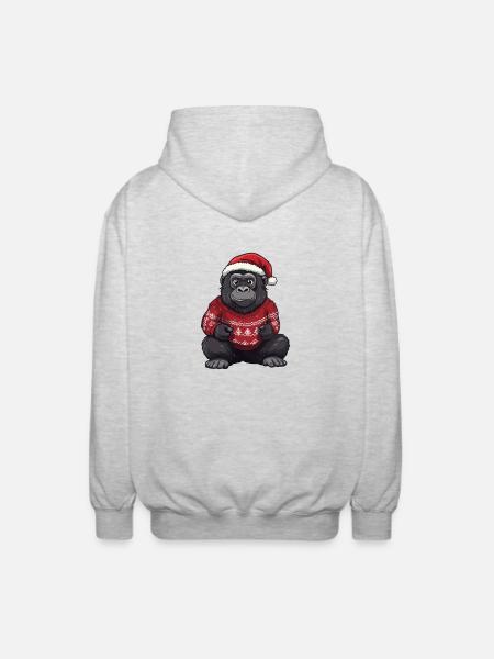 Gorilla Christmas Comic - Unisex Hooded Jacket - light heather grey