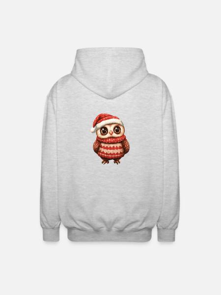 Owl Christmas Comic - Unisex Hooded Jacket - light heather grey