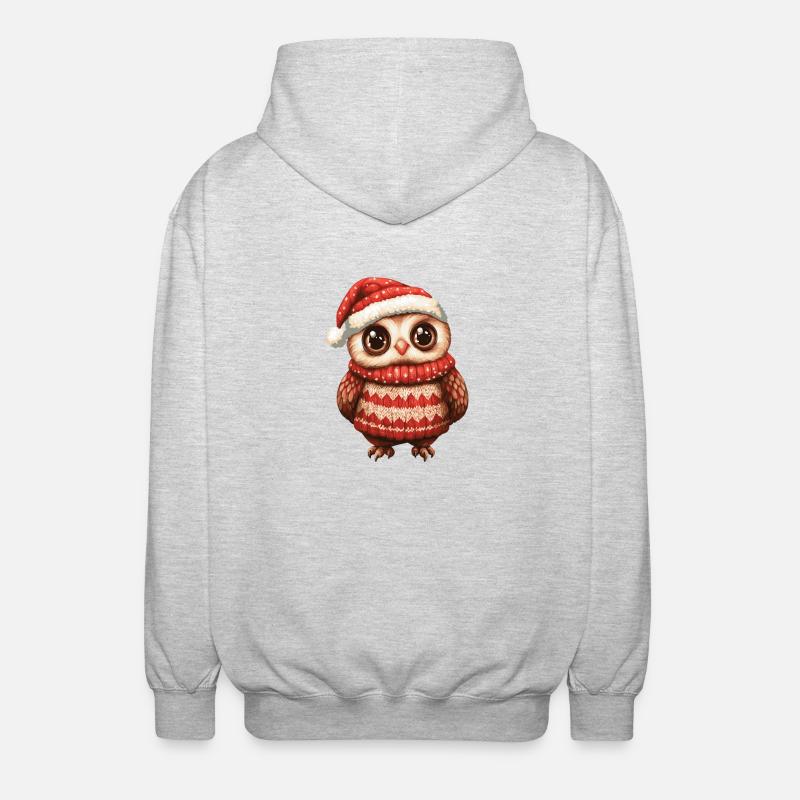 Eule Weihnachten Comic - Unisex Kapuzenjacke - Hellgrau meliert