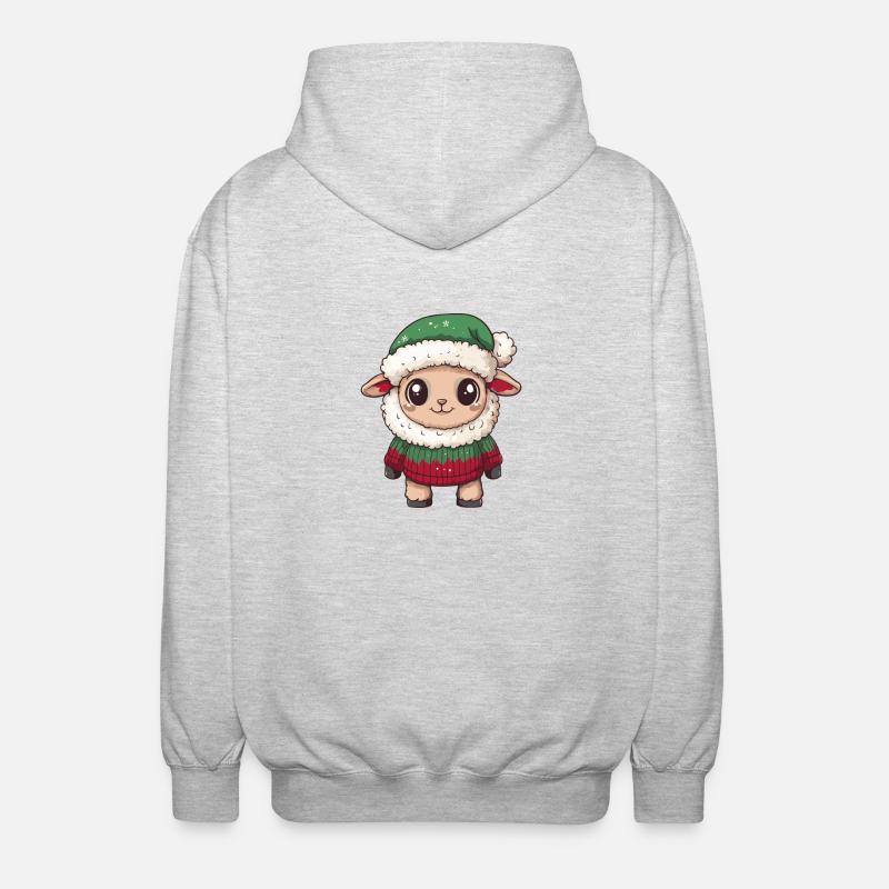 Schaf Weihnachten Comic - Unisex Kapuzenjacke - Hellgrau meliert
