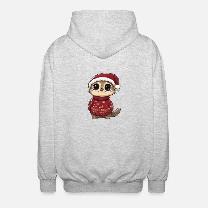 Erdmännchen Weihnachten Comic - Unisex Kapuzenjacke - Hellgrau meliert