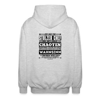Stolzer Chef Chaoten Wahnsinn Teamleiter - Unisex Kapuzenjacke - Hellgrau meliert - Hinten - AI Model Male 185 light (185cm)