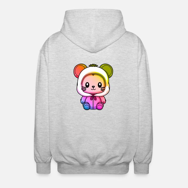 Maus Winter Tier Bunt Comic - Unisex Kapuzenjacke - Hellgrau meliert