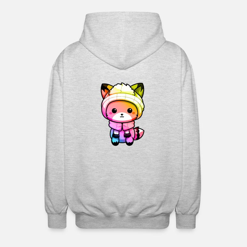 Fuchs Winter Tier Bunt Comic - Unisex Kapuzenjacke - Hellgrau meliert
