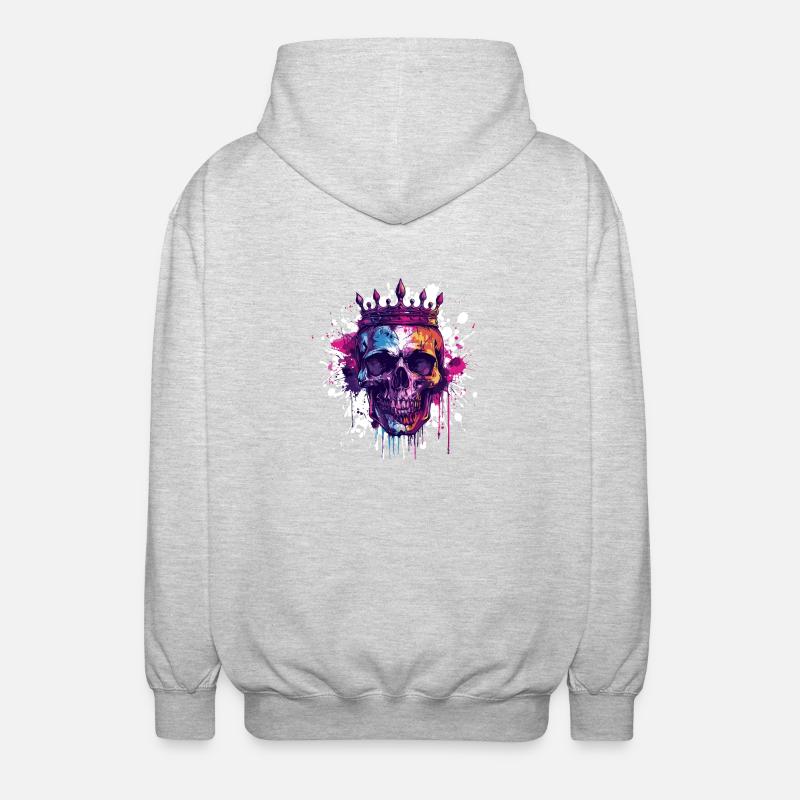 Crâne de Roi Couronne Royale - Veste à capuche unisexe - gris clair chiné