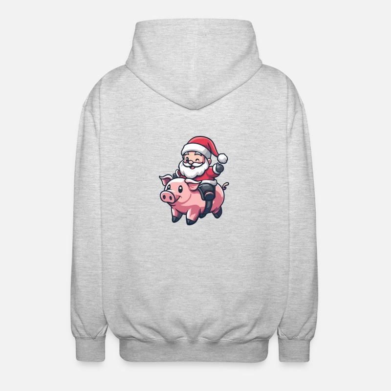 Cochon Père Noël - Veste à capuche unisexe - gris clair chiné
