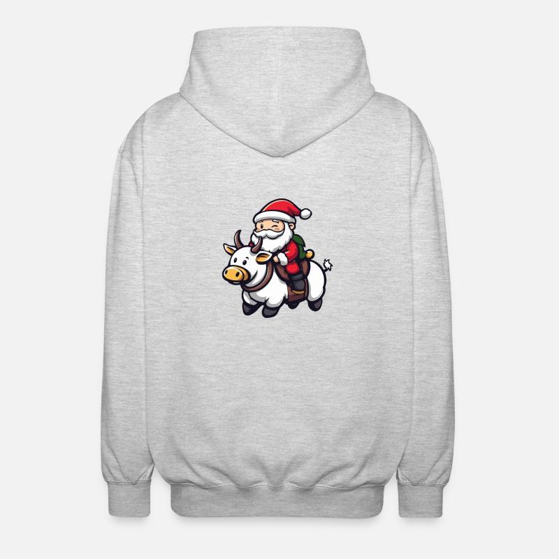 Vache Père Noël - Veste à capuche unisexe - gris clair chiné
