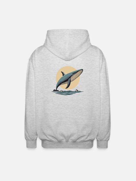 Orca, Whale, Animals, Ocean - Unisex Hooded Jacket - light heather grey