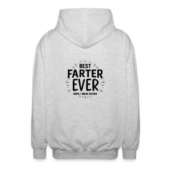 Furz Spruch Furzen Papa Pups Lustige Furz Geschenk - Unisex Kapuzenjacke - Hellgrau meliert - Hinten - AI Model Male 185 light (185cm)