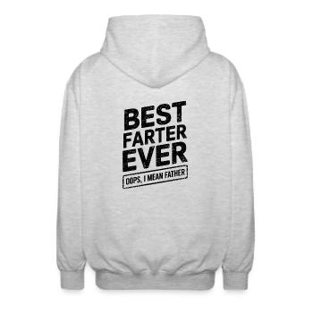 Fart Saying Farting Dad Pups Funny Fart Gift - Unisex Hooded Jacket - light heather grey - Back - AI Model Male 185 light (185cm)