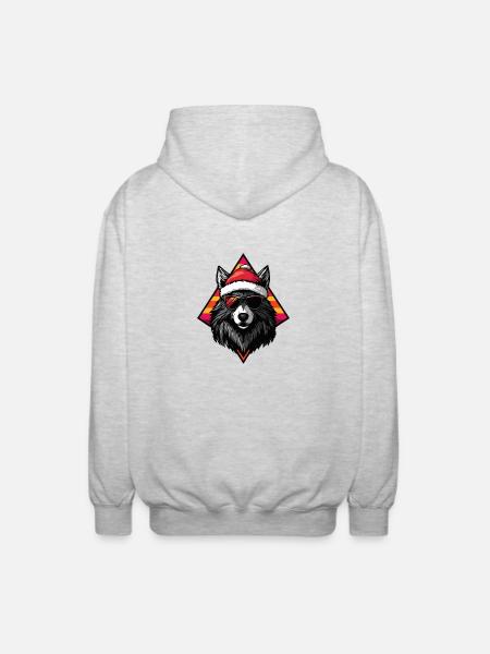 Wolf Christmas Cool - Unisex Hooded Jacket - light heather grey