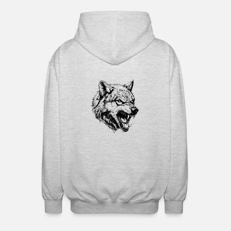 Portrait d’animal loup - Veste à capuche unisexe - gris clair chiné