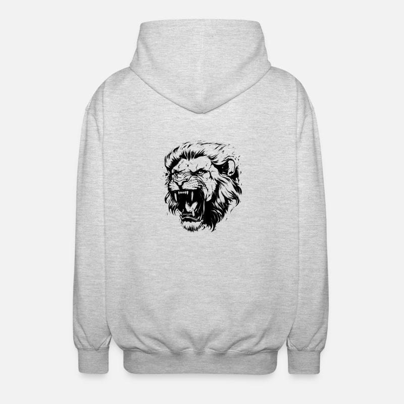 Löwe Kopf - Unisex Kapuzenjacke - Hellgrau meliert