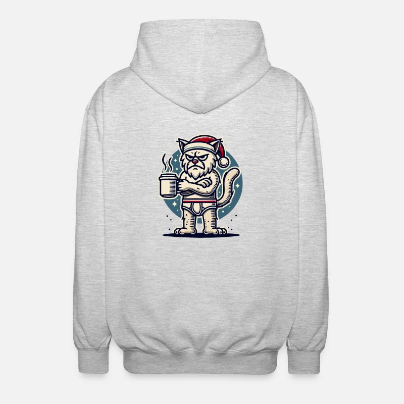 with a Christmas hat - Unisex Hooded Jacket - light heather grey