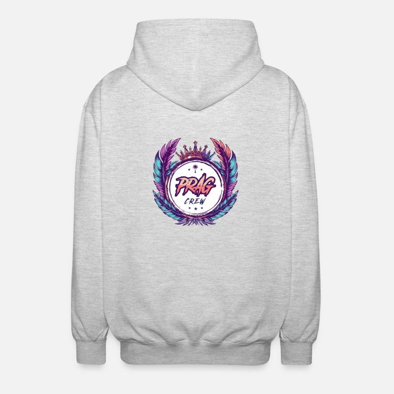 Prag Crew Bunt - Unisex Kapuzenjacke - Hellgrau meliert