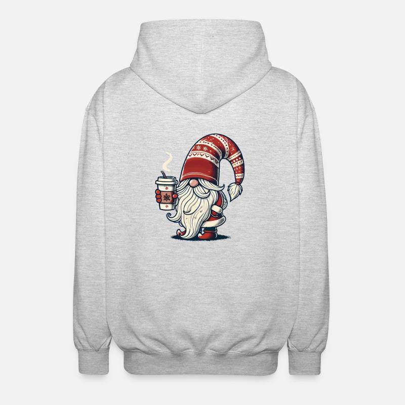 Christmas Gnome with Coffee Magic - Unisex Hooded Jacket - light heather grey