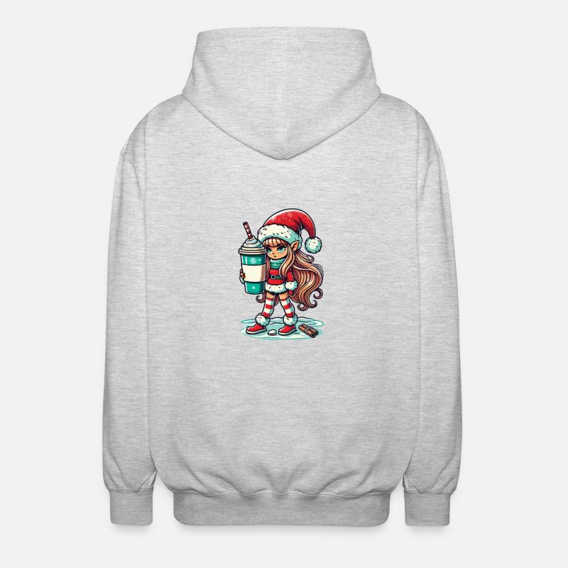 Nain de Noël au café - Veste à capuche unisexe - gris clair chiné