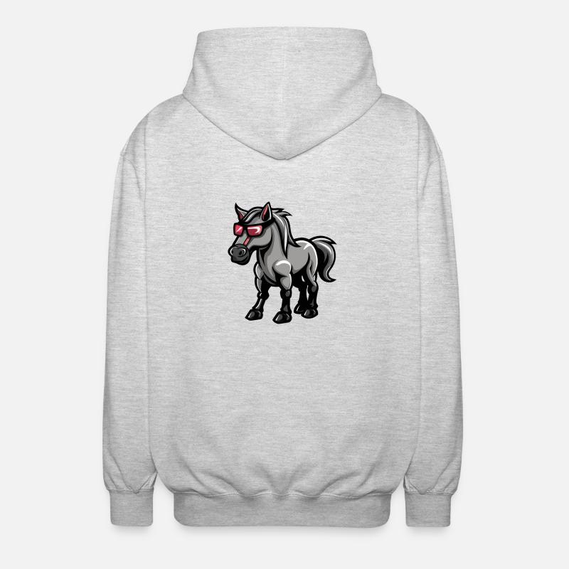 Pferd Comic Cool - Unisex Kapuzenjacke - Hellgrau meliert