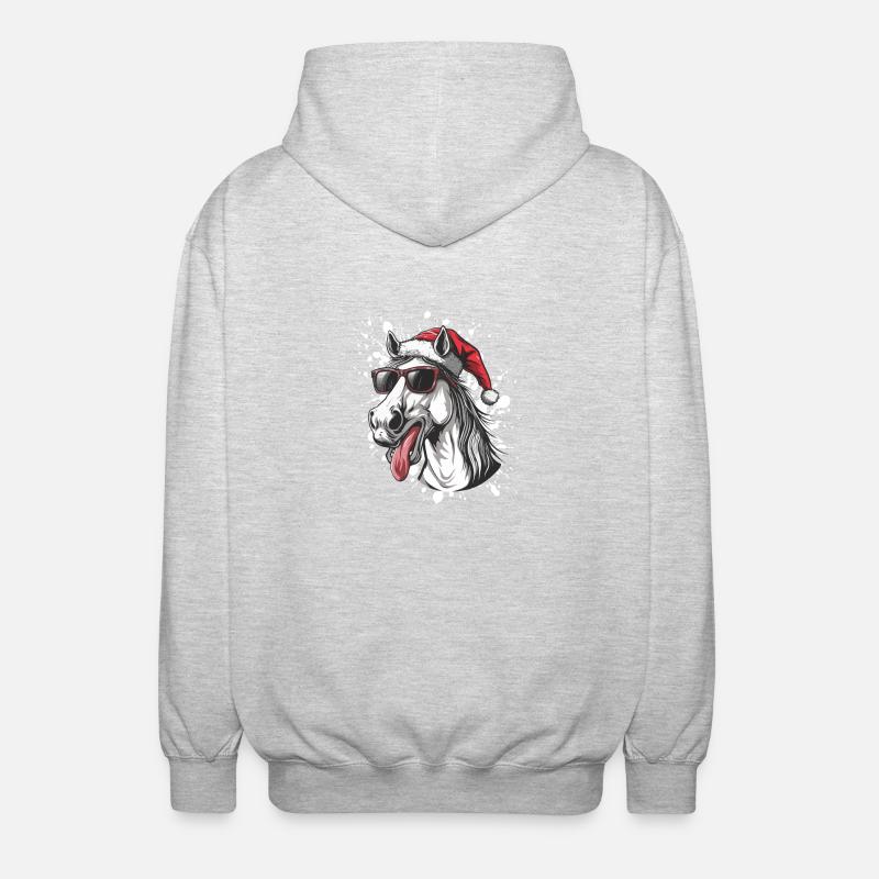 Cheval Noël Drôle - Veste à capuche unisexe - gris clair chiné