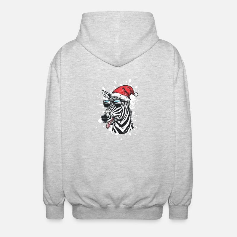 Zebra Christmas Funny - Unisex Hooded Jacket - light heather grey