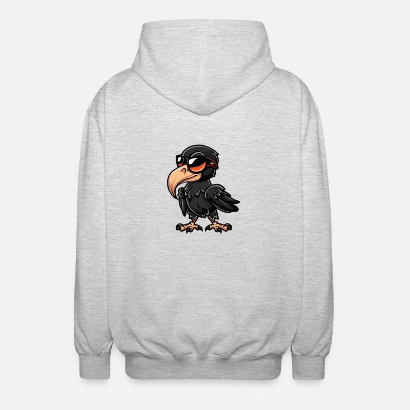 Rabe Vogel Comic Cool - Unisex Kapuzenjacke - Hellgrau meliert