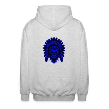 Crâne Apache Indien - Veste à capuche unisexe - gris clair chiné - Dos - AI Model Male 185 light (185cm)