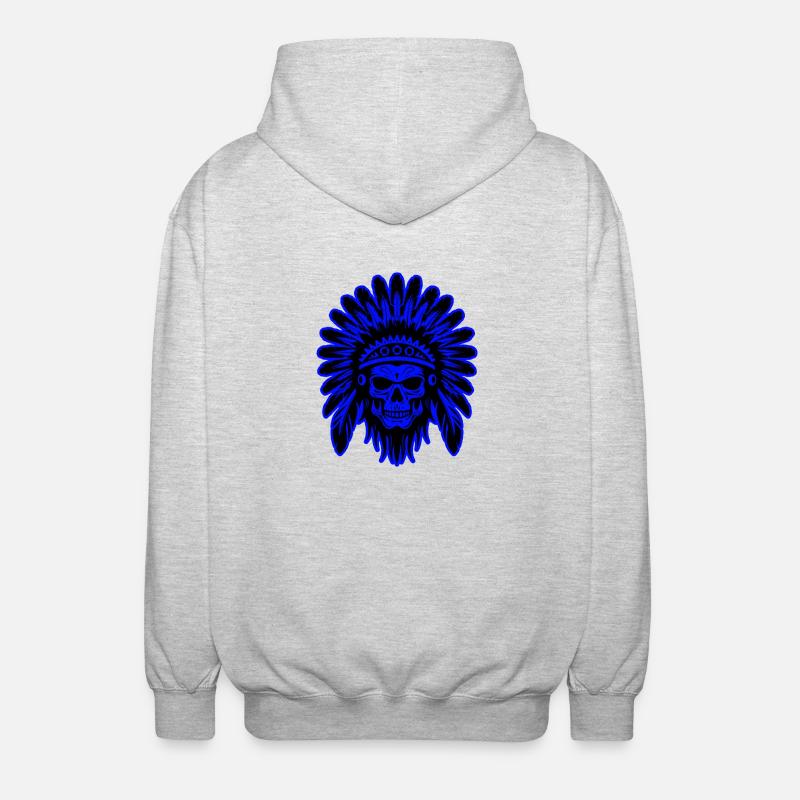 Apache Skull Indian - Unisex Hooded Jacket - light heather grey