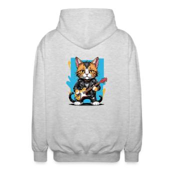 Cat Rocker Cat HardRock Gift - Veste à capuche unisexe - gris clair chiné - Dos - AI Model Male 185 light (185cm)
