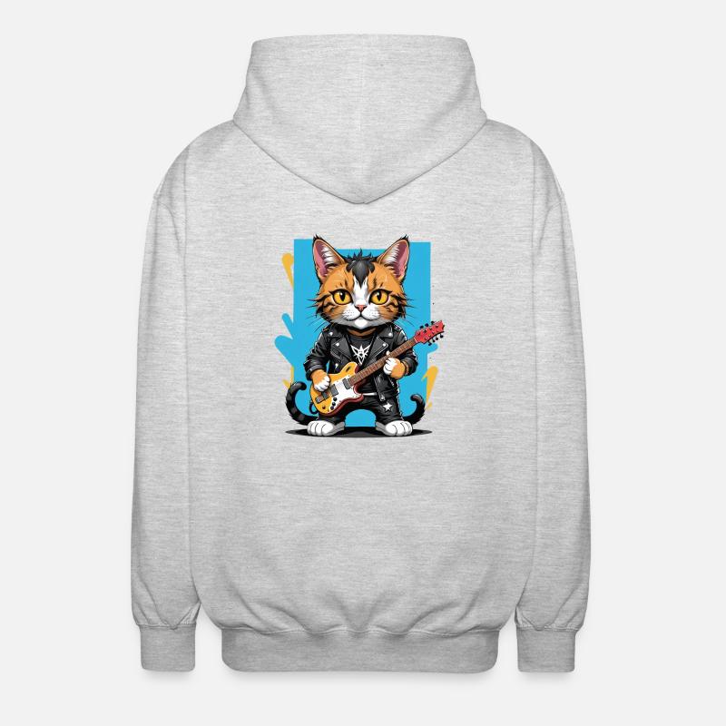 Cat Rocker Cat HardRock Gift - Veste à capuche unisexe - gris clair chiné
