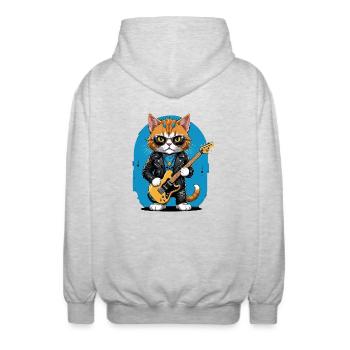 Cat Rocker Cat HardRock Gift - Veste à capuche unisexe - gris clair chiné - Dos - AI Model Male 185 light (185cm)