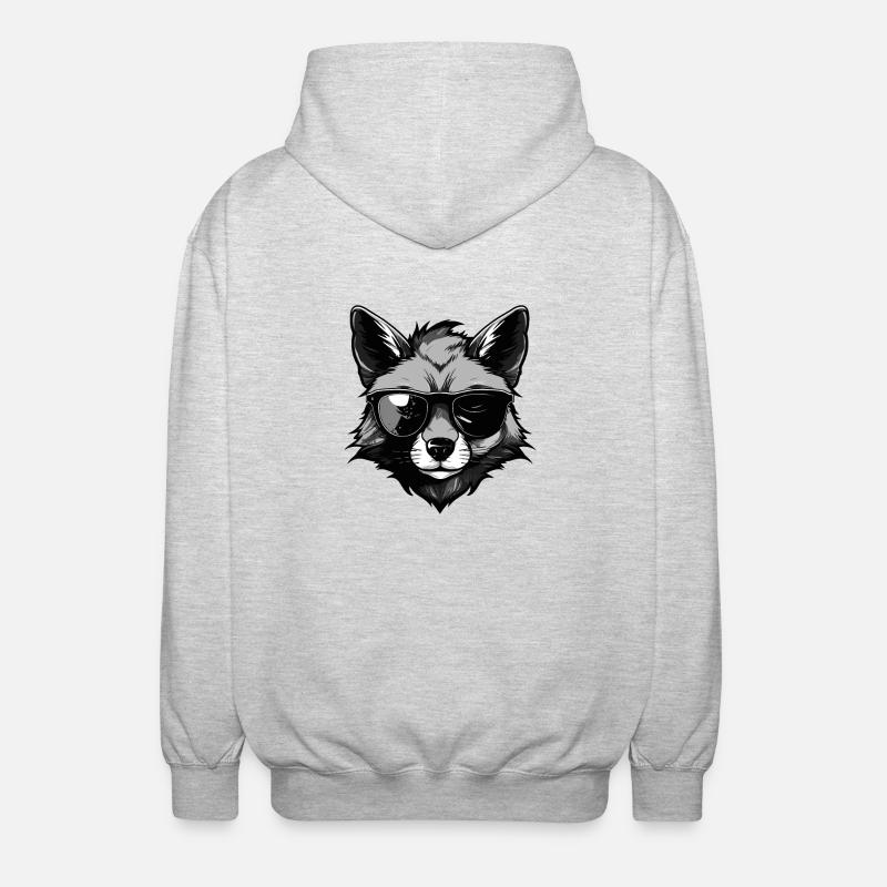Fuchs Hipster Cool Party - Unisex Kapuzenjacke - Hellgrau meliert