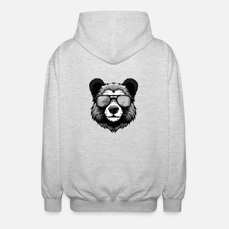Panda Hipster Cool Party - Unisex Kapuzenjacke - Hellgrau meliert