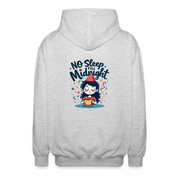 No Sleep Till Midnight - Unisex Hooded Jacket - light heather grey - Back - AI Model Male 185 light (185cm)