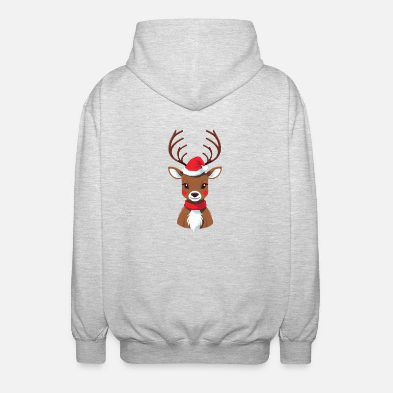 Renne de Noël avec chapeau - Veste à capuche unisexe - gris clair chiné