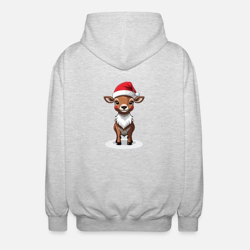 Christmas reindeer with cap - Unisex Hooded Jacket - light heather grey