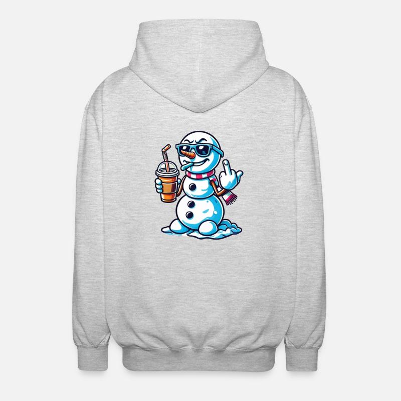 Cooler Schneemann Mit Mittelfinger Statement - Unisex Kapuzenjacke - Hellgrau meliert