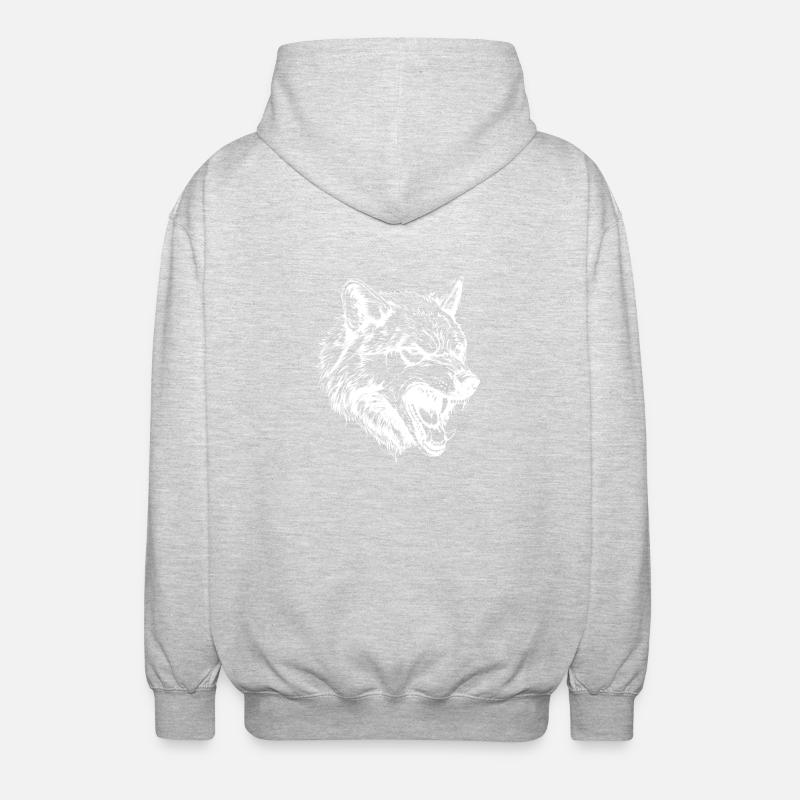 Portrait d’animal loup - Veste à capuche unisexe - gris clair chiné