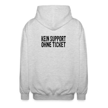 No support without a ticket - Unisex Hooded Jacket - light heather grey - Back - AI Model Male 185 light (185cm)