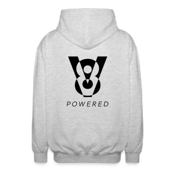 V8 Powered - Unisex Hooded Jacket - light heather grey - Back - AI Model Male 185 light (185cm)