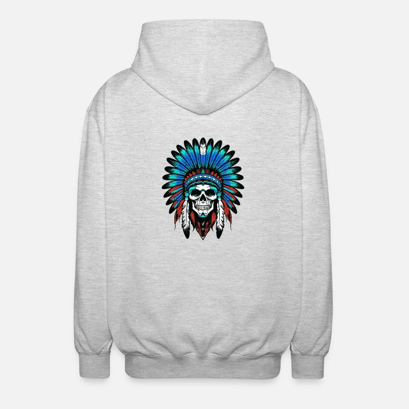 Crâne de chef indien Apache - Veste à capuche unisexe - gris clair chiné