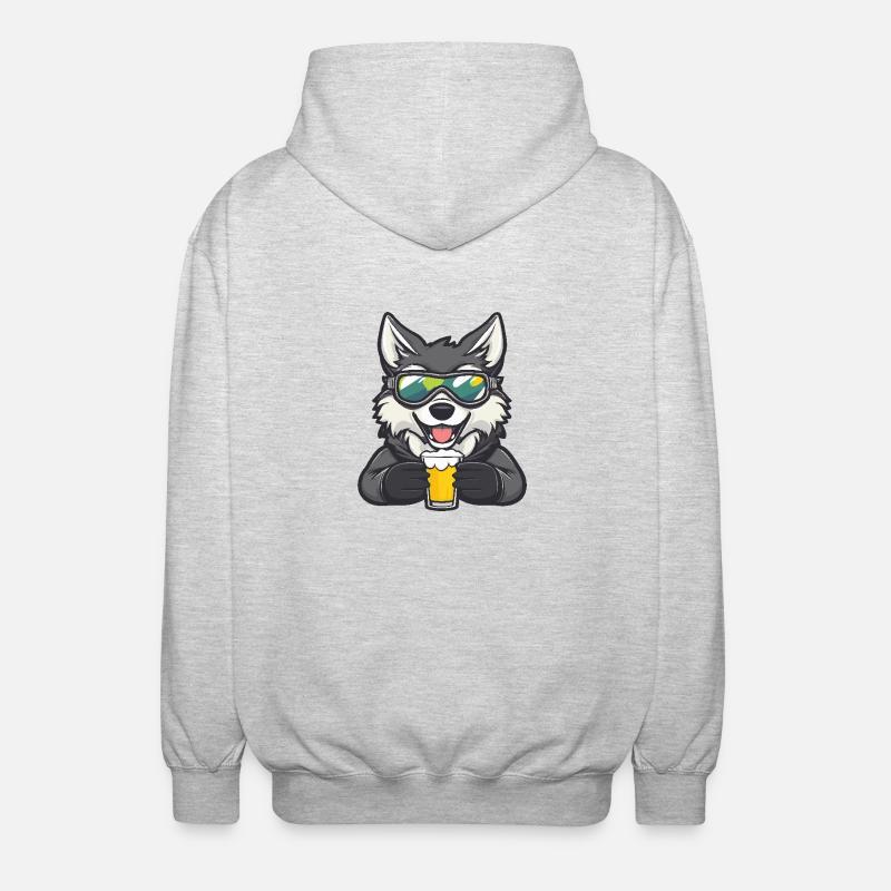 Wolf Apres Ski Bier - Unisex Kapuzenjacke - Hellgrau meliert