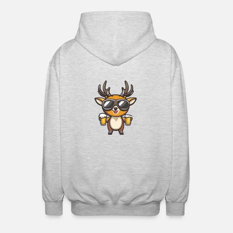 Hirsch Apres Ski Bier - Unisex Kapuzenjacke - Hellgrau meliert